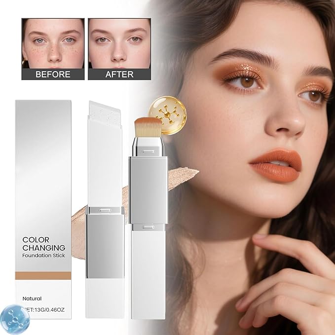 Official Lumineskin Cover Cream Stick V - Color Changing Foundation Stick - Hydrating Concealer Base Makeup, Dual-Ended with Built-in Brush, Portable for Daily Use (Natural)