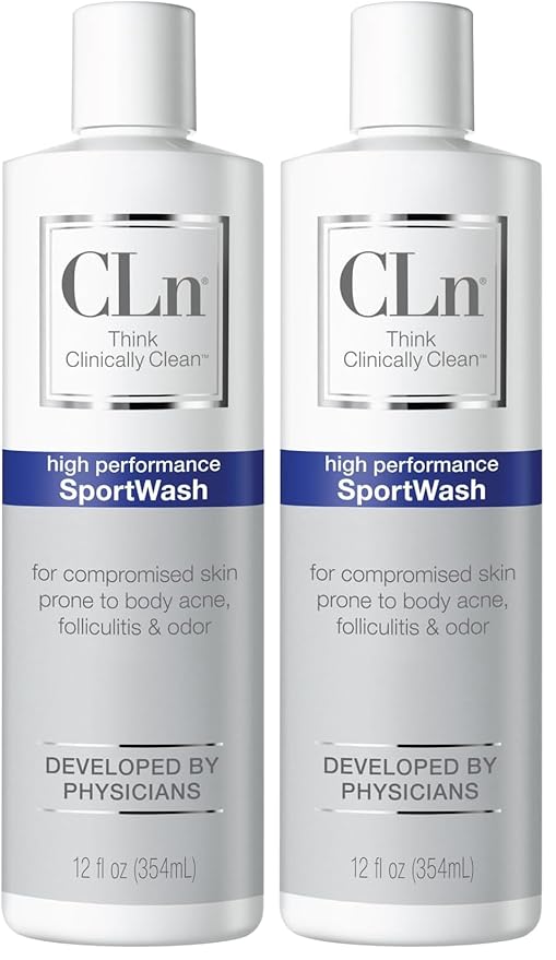 CLn® SportWash – High-Performance Sport Body Wash, For Men & Women Prone to Body Odor, Foot Odor, Ringworm, Folliculitis, & Back Acne, Fragrance-Free & Paraben-Free, 12 fl. oz. (Pack of 2)