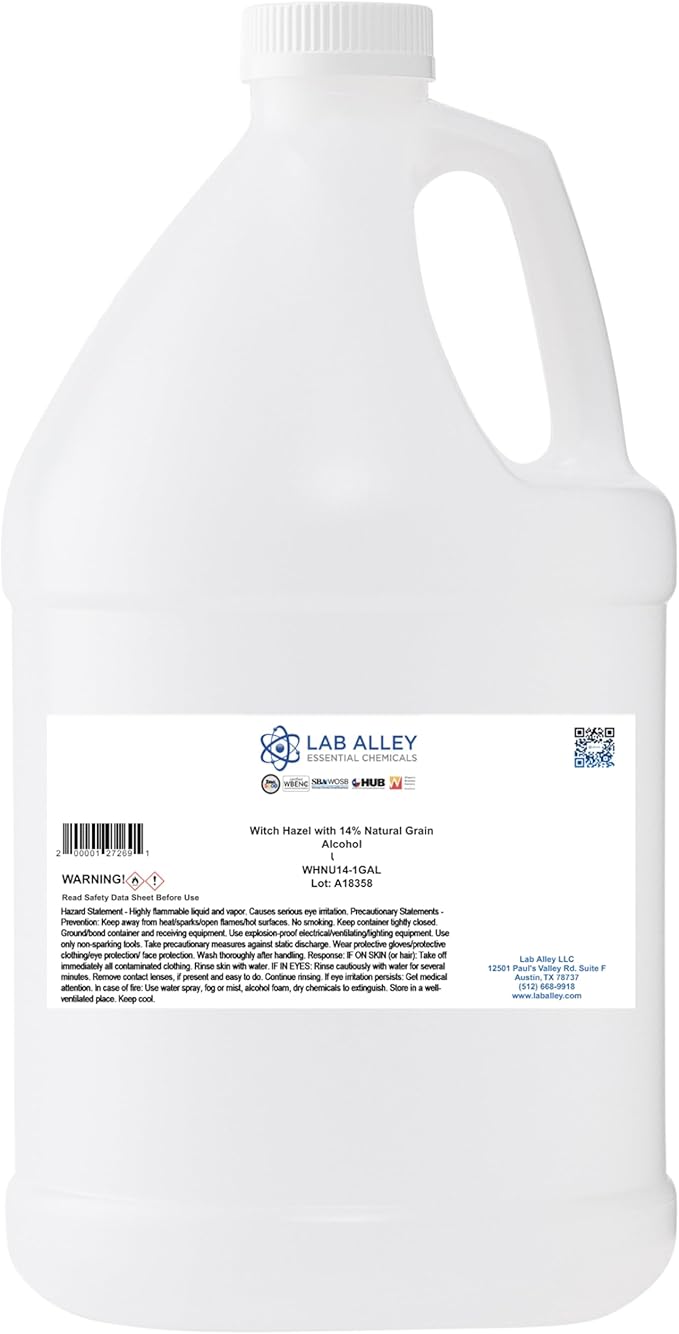 Lab Alley Witch Hazel, 100% All Natural Distilled with 14% USP Natural Grain Alcohol - 1 Gallon