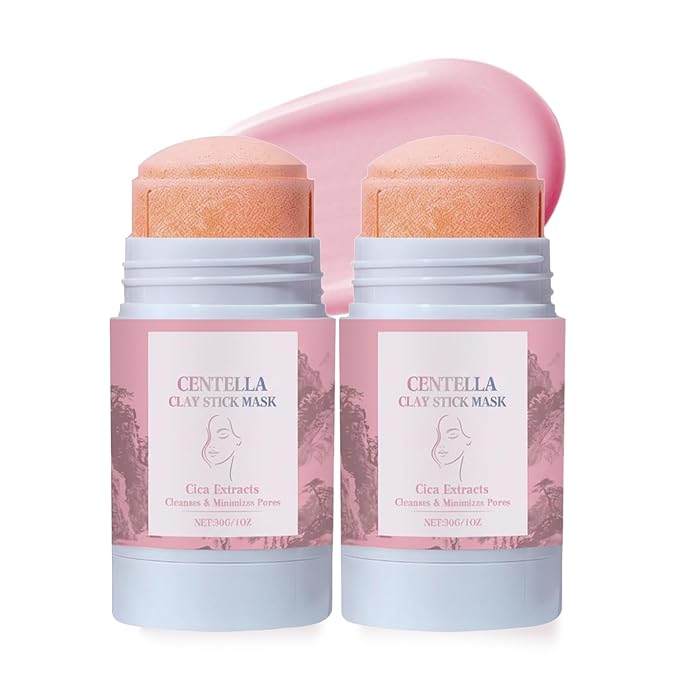 2PC Centella Clay Stick, Centella Pore Minimizing Mask, Face Moisturizes Oil Control Blackhead Remover, for All Skin Men Wome