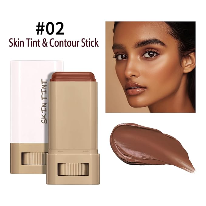 Tinted Moisturizer Stick - Foundation & Serum Hybrid for a Natural, Healthy-Looking Glow, Hydrating Skin Tint Balm with Buildable Coverage, Ideal for Mature & Dry Skin Types (# 02, 0.63 oz)