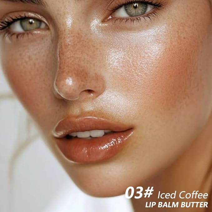 Summer Lip Butter Lip Balm, Ultra-Hydrating Natural Vegan Lip Balm, Sheer-Tinted Shine & Hydration, Soothes & Softens Dry Lips Skincare, Bálsamo labial hidratante #3 Iced Coffee