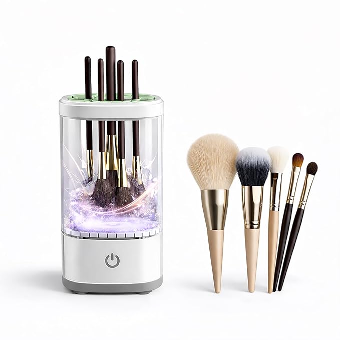 3-in-1 Automatic Makeup Brush Cleaner and Dryer, Electric Makeup Brush Washer Machine with Warm Air Drying, 10000RPM Deep Cleaning, One Button Brush Cleaner for Makeup Brushes Beauty Sponges
