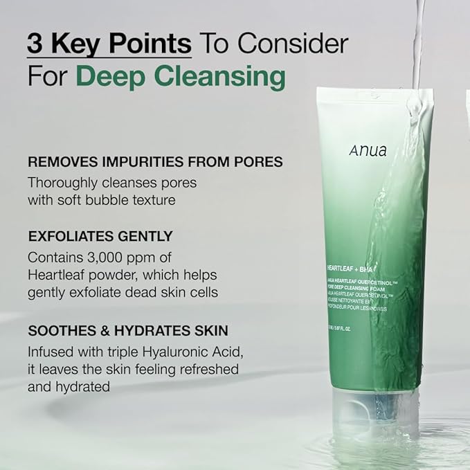 ANUA Double Cleansing Duo for Facial Cleansing : Heartleaf Pore Control Cleansing Oil & Quercetinol Pore Deep Cleansing Foam for Double Cleansing, Korean Skincare