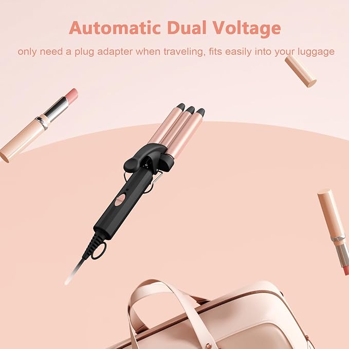 Hair Waver for Short Hair, 1/2 Inch Mini Crimping Iron for Tight Beach Waves, Small Crimper with Argan Oil Infuse Barrels, Easy to Use