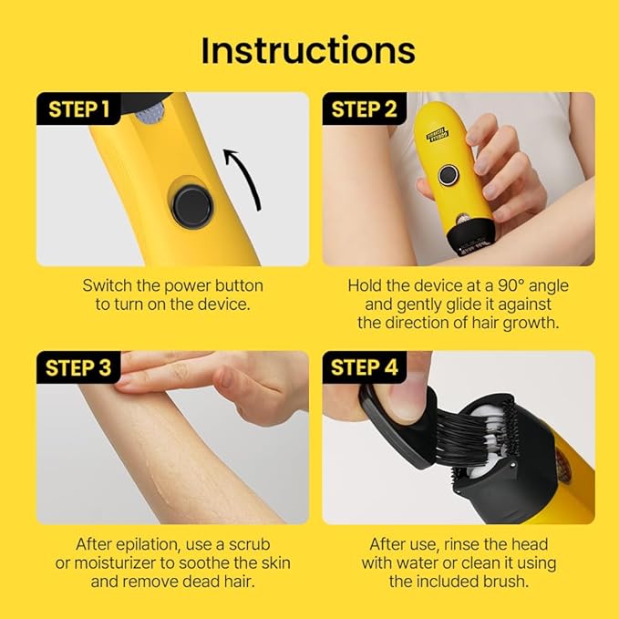 Gorilla Technique Mini Epilator 1000V, Pain Relief Roller, Body Hair Removal Device, Electric Tweezers for Women & Men, Specialized for Narrow and Sensitive Area, Korean Skin Care - 1000V