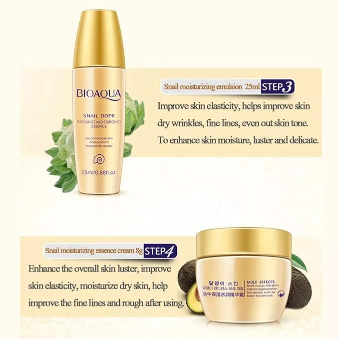 BIOAQUA Snail Mucus Skin Moisturizing Eye Toner Essence BB Cream 5pcs Set Gift Box