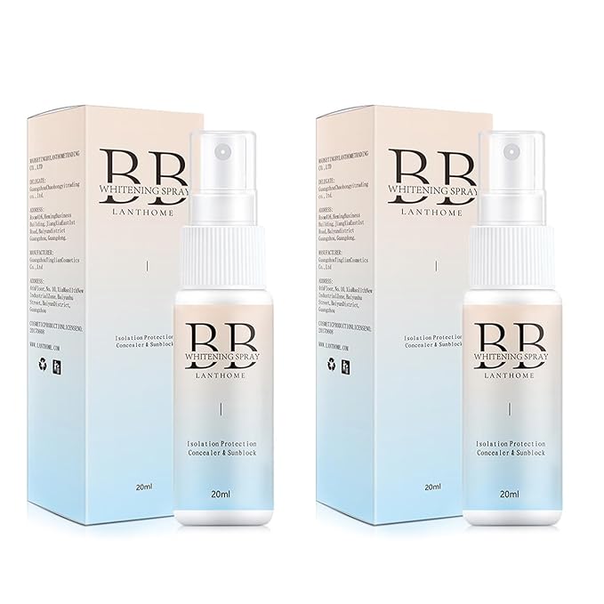 BB Whitening Spray - All-in-One Brightening Moisturizing Spray, Hydrating Skin Tint with Buildable Coverage, Lightweight Concealer & Makeup Base for Instant Glow, 20ml (2-Pack)