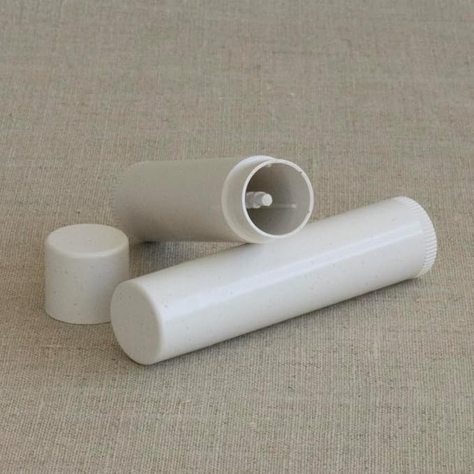 GreenWay 0.15oz / 4.25g Bamboo Lip Balm Tubes with Lids - 25 Pack Twisting Empty Chapstick Tubes - Plastic-free Refillable Lip Gloss Tube - Eco-Friendly DIY Cosmetic Containers – White