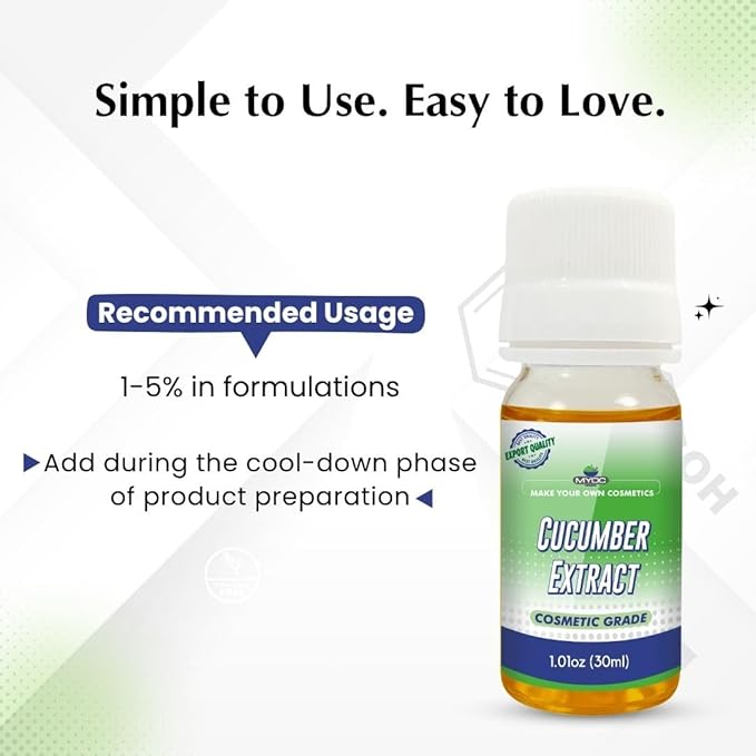 Cucumber Liquid Extract | Cosmetic Grade Botanical Ingredient | Non-Edible | Herbal Extract for DIY Skincare & Haircare | 30ml / 1.01 Fl Oz