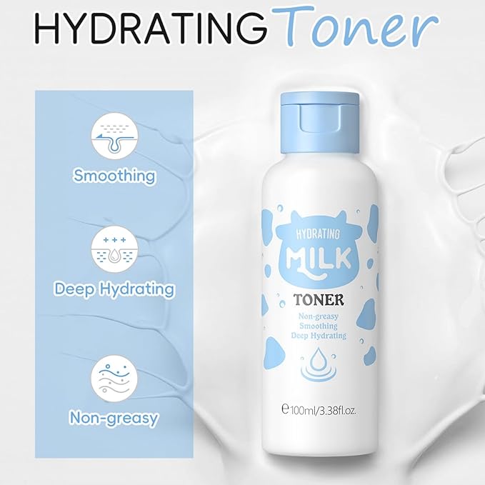 Nourishing Milk Toner, Hydrating Toner for Face Soothing & Moisturizing Pore Minimizer Skin Daily Care, Natural Gentle Facial Toner for Dry Skin Suitable for All Skin Types - 3.38 fl.oz (100ml)