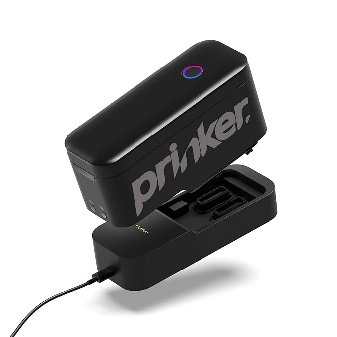 Prinker S Black Temporary Tattoo Printer, Custom Tattoos in Seconds, Water-Resistant and Soap-Washable, Android & iOS Compatible, Ink Included