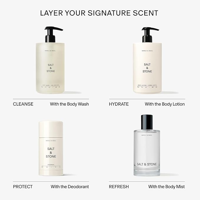 Salt & Stone Body Lotion for Women & Men | Neroli & Basil | Hydrates, Nourishes & Softens Skin | Restores Dry Skin | Fast-Absorbing | Cruelty-Free & Vegan | 3.4 fl oz