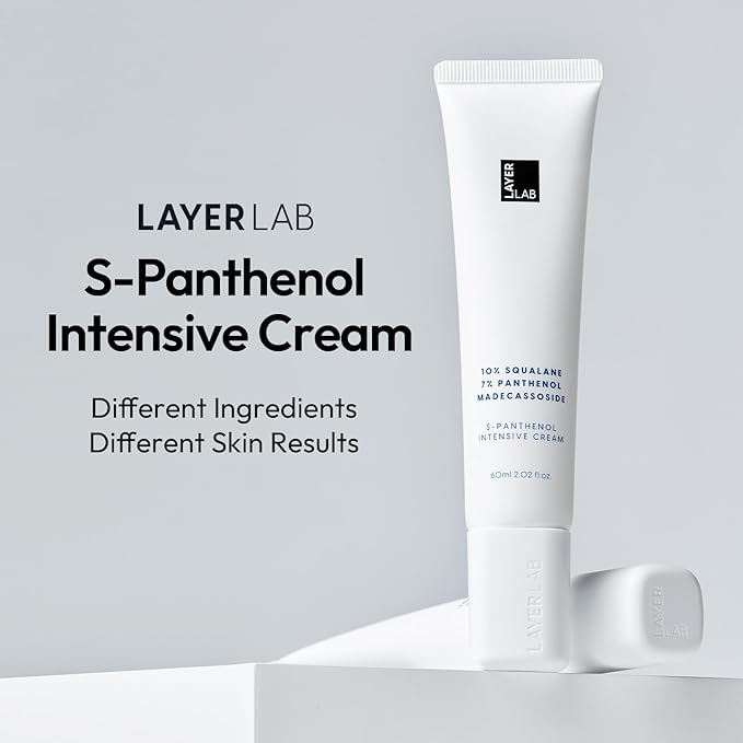 LAYERLAB S-Panthenol Intensive Facial Moisturizer, 7% Panthenol & 10% Squalane for Dry, Sensitive Skin, Moisture Barrier Support & Visibly Calms Redness, Korean Skincare Face Cream 60ml, 2.02fl oz.