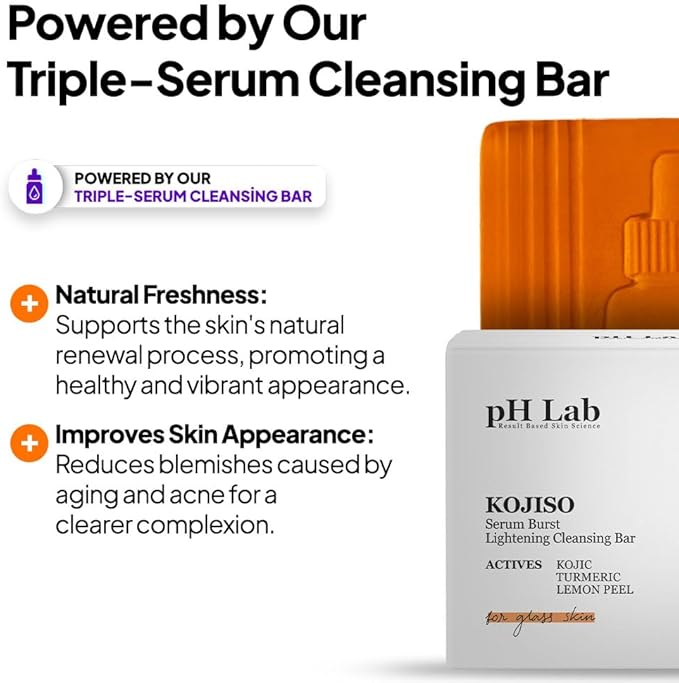 pH Lab Kojiso Set, Cleansing Bar, Toner Pad, Kojiso Skin Serum, Even Skin Tone