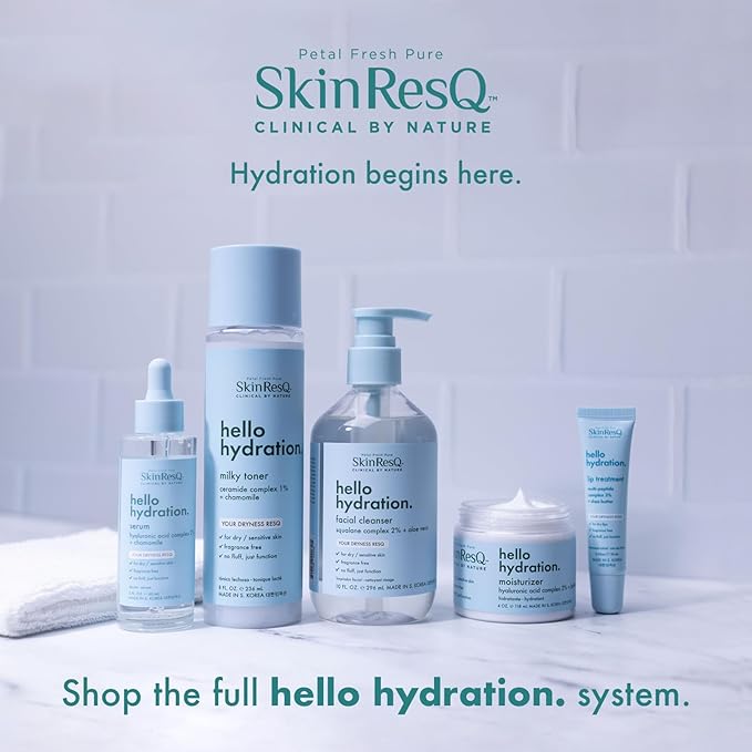 Skin ResQ by Petal Fresh Hello Hydration Milky Toner, Hydrating Facial Toner with 1% Ceramide Complex and Chamomile, Fragrance Free Moisturizing Toner for Dry Sensitive Skin, Made in Korea, 8 oz