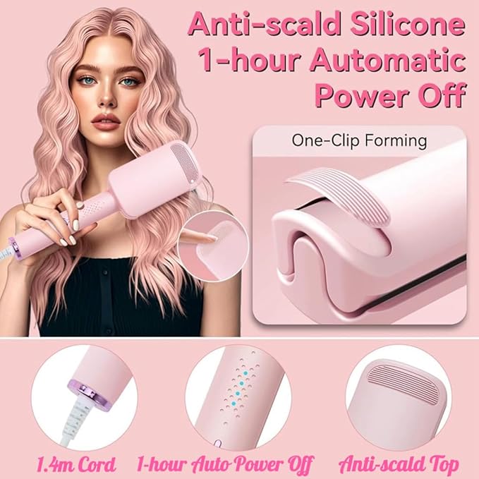Curling Iron Hair Crimper Waver - CHIKYO 3 Barrel Rovy Wave Curling Iron, 1.25 Inch Ionic Beach Waves Curling Wand, Deep Waver Hair Curler Hot Tool with Ceramic for Women, Dual Voltage, Easy to Use