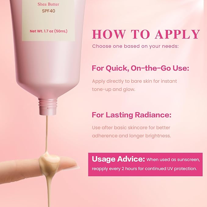 Beaming Tinted Moisturizer with SPF 40, Daily Facial Sunscreen with Glow Effect, UVA/UVB Protection, Vitamin E & Shea Butter Infused, For All Skin Types & Tones | 1.7 fl oz