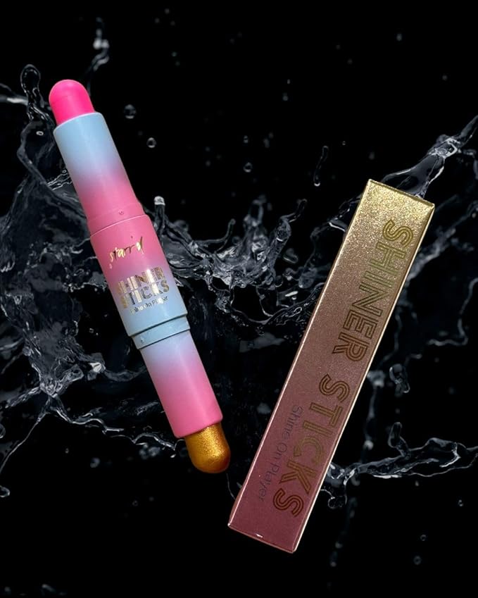 SHINER STICKS™ Dual-colored Applicator Athletic Sunscreen Sticks, 9 Colors, SPF30 UVA & UVB Protection, Water-Resistant, Moisturizer, Glare Reduction, Easy application & removal (Pink and Gold)