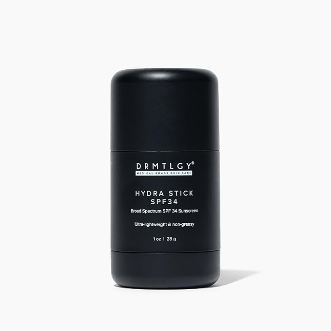 DRMTLGY Bar Sunscreen Stick SPF 34 – Invisible, Mess-Free Face & Body Mineral Hydra Stick with Squalane, Aloe & Coconut Oil – Water-Resistant Broad Spectrum Sun Screen for All Skin Types