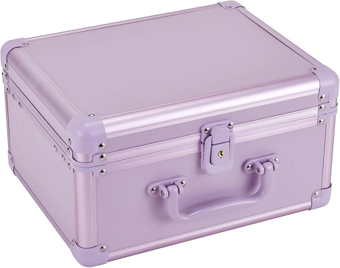 Makeup Case with Lighted Mirror, Makeup Box Organizer with Detachable LED Mirror, Travel Makeup Train Case, Waterproof Cosmetic Organizer, Standing Brush Holder, Gift, Purple