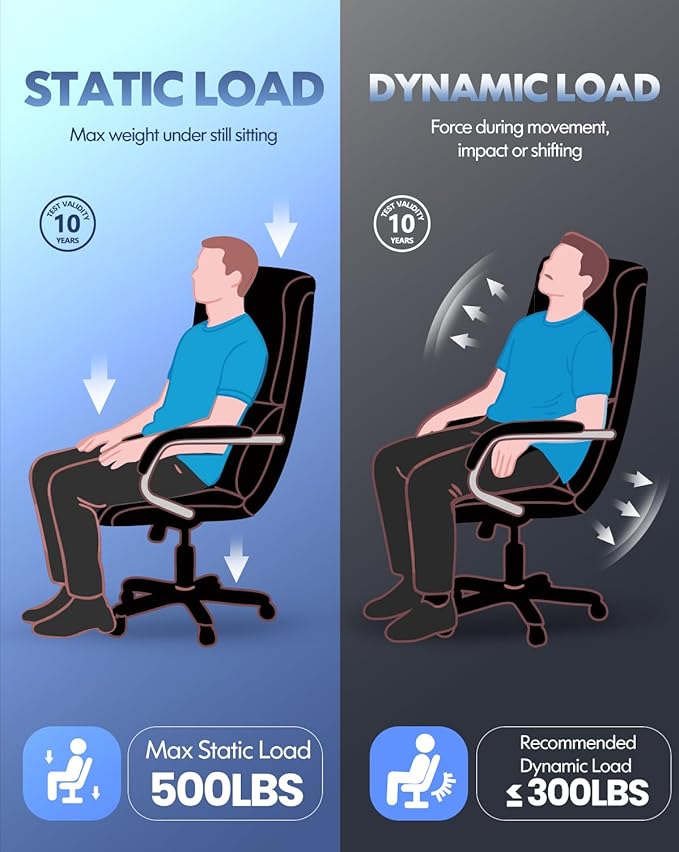 500LBS Big and Tall Office Chair, Heavy Duty Office Desk Chair with Padded Flip-Up Arms, Adjustable Lumbar Support & Tilt Lock, High Back Ergonomic Executive Computer Chair for Work & Study