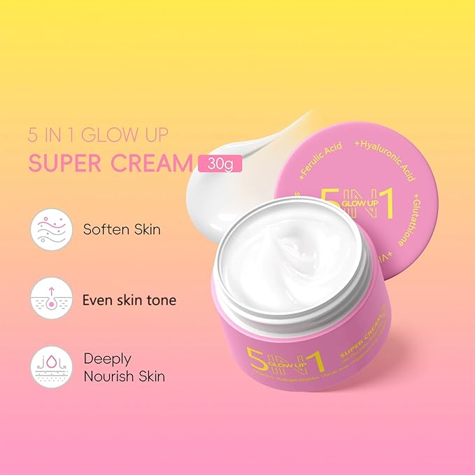 5 in 1 Skin care Set,Hydrating Face Moisturizer & Toner,Intensively Replenishes,Locks in Moisture,Refines Pores,Smoothes Texture,for a Firm & Radiant Looking Skin,Daily Skincare Set for All Skin Types