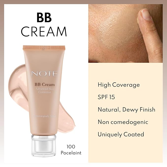 NOTE BB Cream SPF 15 - Tinted Moisturizer Face Cream with Vitamin E - Hydrating Foundation Makeup for Lasting Natural Finish - 100-1 oz