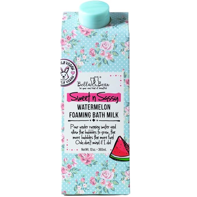 Bella & Bear Sweet 'n' Sassy Watermelon Mega Bath & Body Gift Set with Foaming Shower Gel & Bubble Bath, Bath Milk, Body Scrub & Lip Scrub and Lip Butter Great Gifts for Women