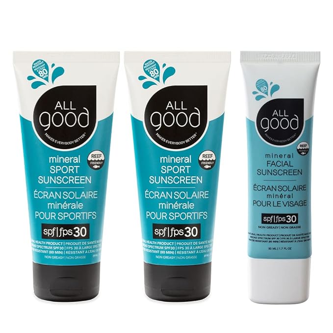 All Good SPF 30 Sport & Facial Sunscreen Bundle - Broad Spectrum UVA/UVB Protection - 3 Item Bundle