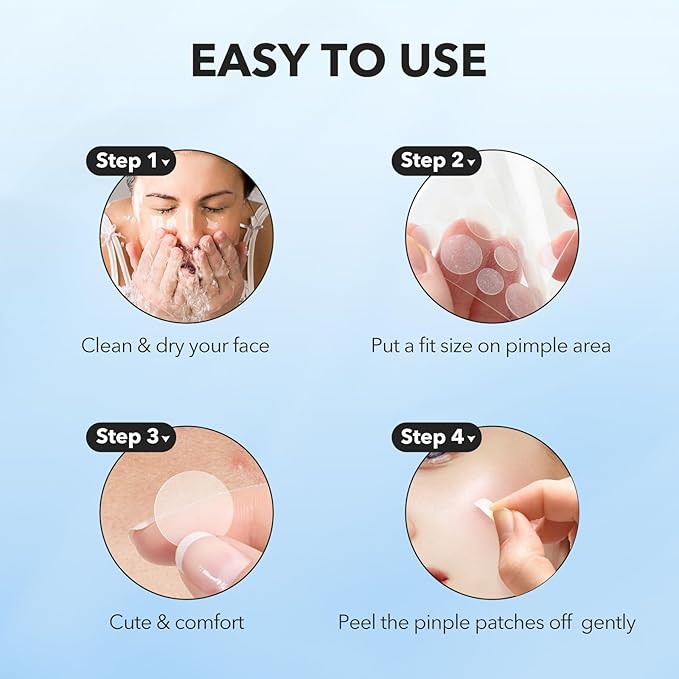 Pimple Patches for Face, Hydrocolloid Acne Patches, Cute Round Shape Zit Covers, Spot Stickers with Tea Tree, Salicylic Acid & Cica Oil| 2 Sizes (9mm, 12mm) |288 Count | Cute Round Shape, Zit Covers, Spot Stickers, with Tea Tree, Salicylic Acid, Cica Oil