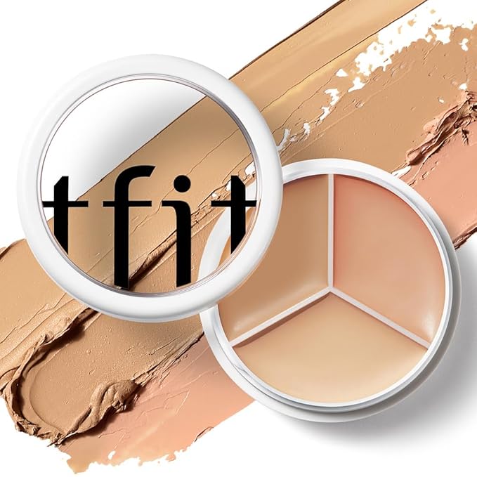 Multi-Use Pot Concealer - Triple Palette | High-Pigmented, Full Coverage & Crease-Proof | Korean Concealer for Dark Circles, Redness & Blemishes (02 Warm, 0.52 Oz)