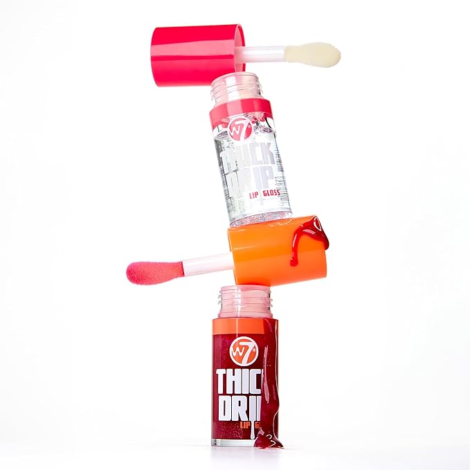 W7 Juicy Lips! Thick Drip Lip Gloss Duo Set - Foolish & In The Clear - Hydrating Glossy Lip Glosses