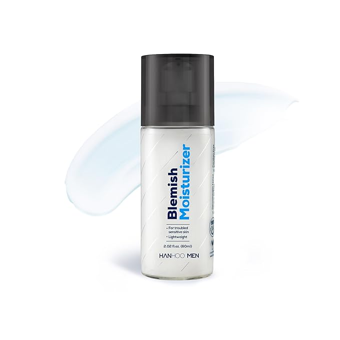 Hanhoo Men’s Blemish Moisturizer, 2.02 Fl. Oz., with Bamboo, Hyaluronic Acid, and Green Tea, Non-greasy Daily Facial Moisturizer, Post-Shave Care, For Acne-Prone Skin, Korean Skincare