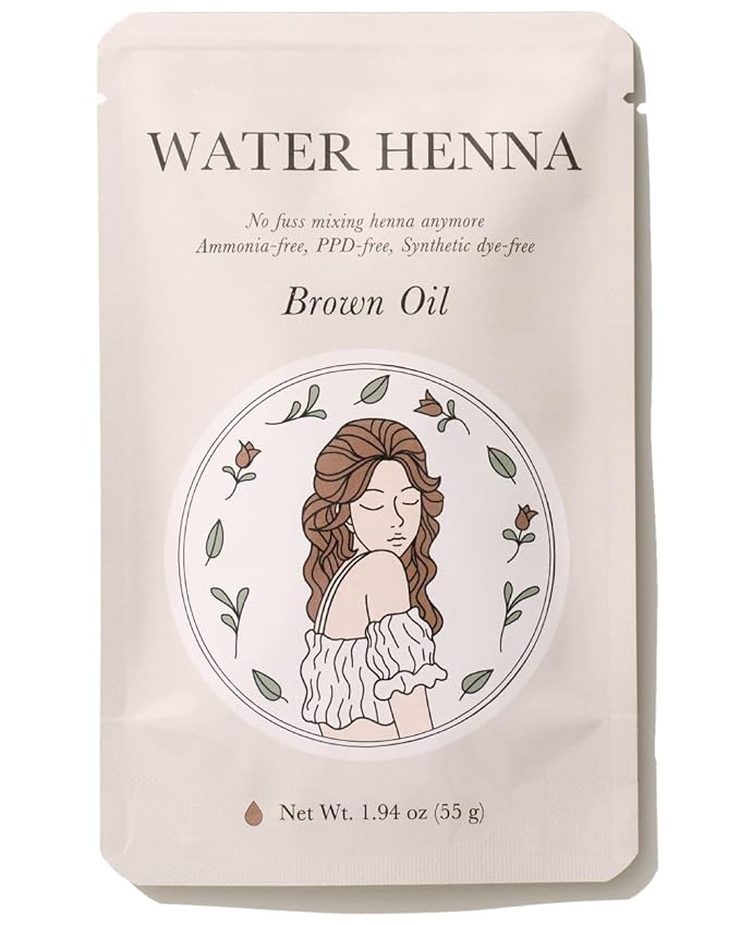 Natural Henna & Indigo Hair Dye | Covers Gray/White Hair Only | PPD-Free Gray Coverage, Quick Application Liquid Formula, Synthetic Dye-Free, Nourishing Oil + Color Set, Made in Korea (Brown)