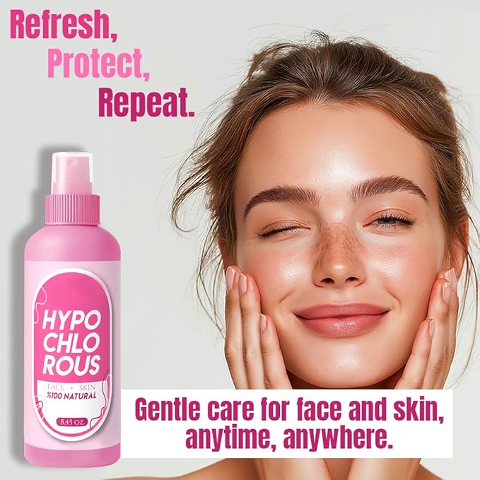 HOCl Hypochlorous Acid Spray Pure 250 ml / 8.4 oz – Natural Skin & Face Mist – Gentle Refreshing Formula for Cleansing, Soothing & Deodorizing – Alcohol-Free & pH Balanced