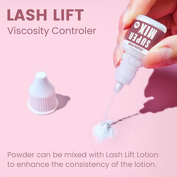 Korean Lash Lift Powder with Lifting Lotion - Glueless Viscosity Enhancer for Eyelash Perm & Lift, Super Mix Solution Keratin Eyelash Lift