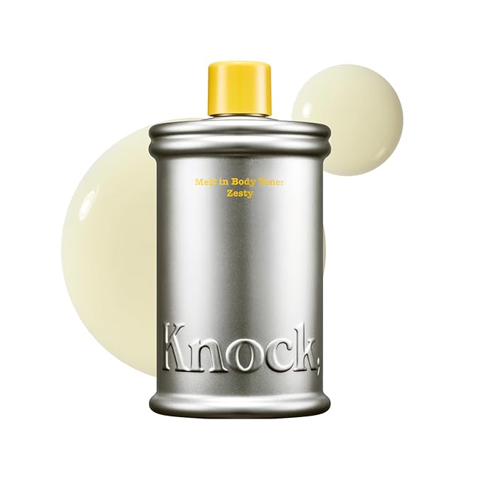Knock Melt-In Body Toner, Instant Glass Body Glow, Ceramide Moisture Lock, Lightweight Milky Moisturizer, Zero Sticky, For All Skin, Citrus Zesty Scent, 10.14 fl oz