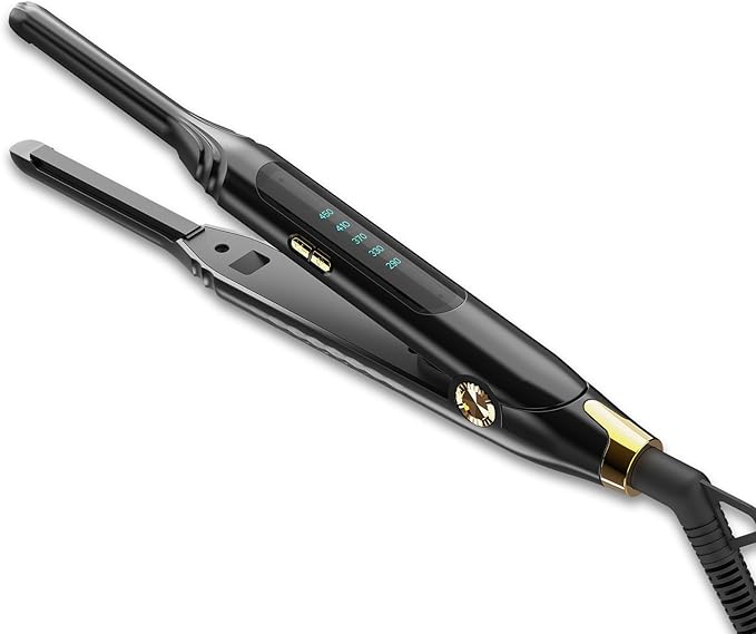 Small Flat Irons for Short Hair,Pro 3/10'' Pencil Flat Iron with LED Display,Pixie Cut and Bangs,Mini Hair Straightener for Edges with Adjustable Temperature,Auto Shut Off