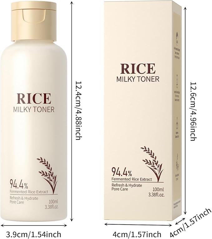 100ml Rice Toner for Skin Care, Contains 94.4% Fermented Rice Extract, Lightweight & Moisturizer Face Toner
