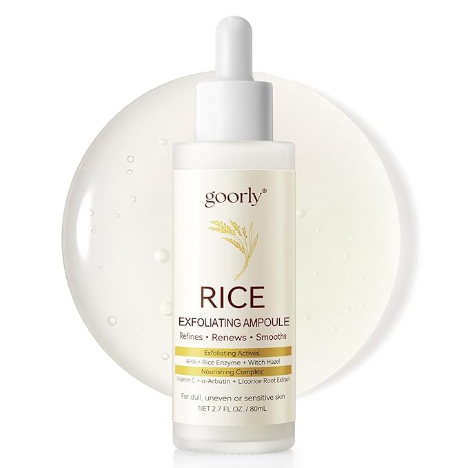 White Rice Peeling Ampoule Exfoliating Serum 80ml, Peel Shot Glow Exfoliating Face Serum, Soft Exfoliating Body Scrub Dead Skin Cells, Whitehead Blackheads Remover for All Skin Types korean skin care