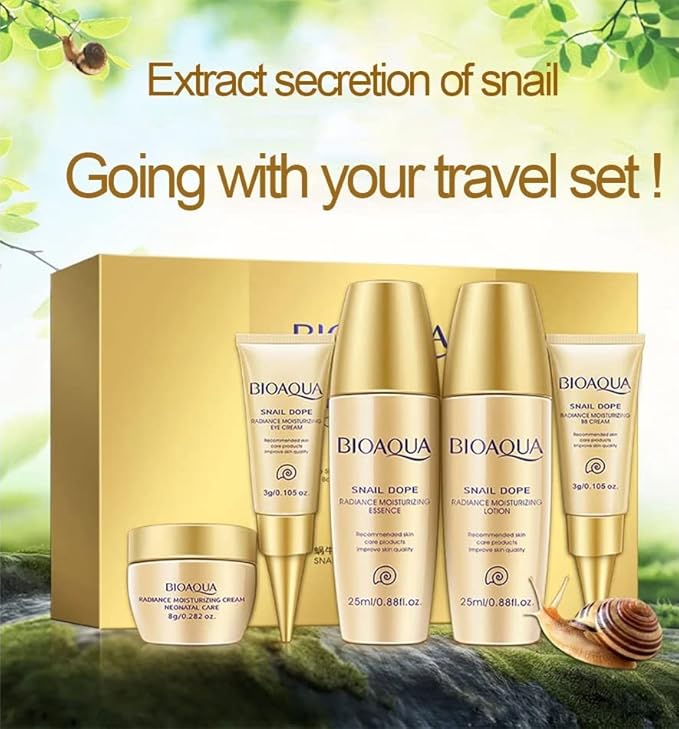 BIOAQUA Snail Mucus Skin Moisturizing Eye Toner Essence BB Cream 5pcs Set Gift Box
