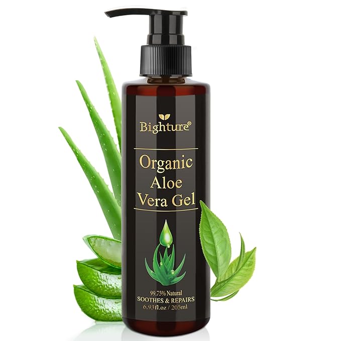 Aloe Vera Gel Infused with Tea Tree Oil for Skin Hydrating, Repair Skin, Aloe Vera Gel Extract from Fresh Pure Aloe Vera for Sunburn Relief, Hair, Razor- 6.76 Fl Oz