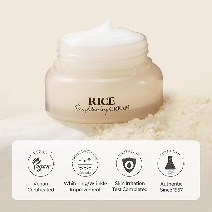 SKINFOOD Rice Daily Brightening Skincare Set – Korean Face Toner Pads & Hydrating Cream for Glowing Glass Skin, Natural Fermented Rice Water, Gentle Exfoliation & Deep Moisture, Vegan K-Beauty Duo