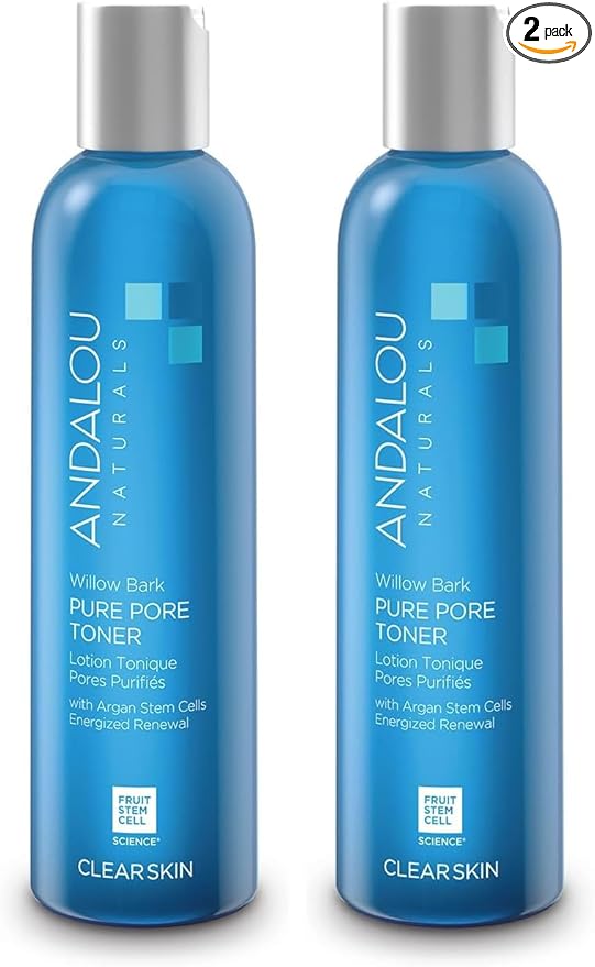 Andalou Naturals Toner Ounces, Willow Bark Pure Pore, 6 Fl Oz (Pack of 2)