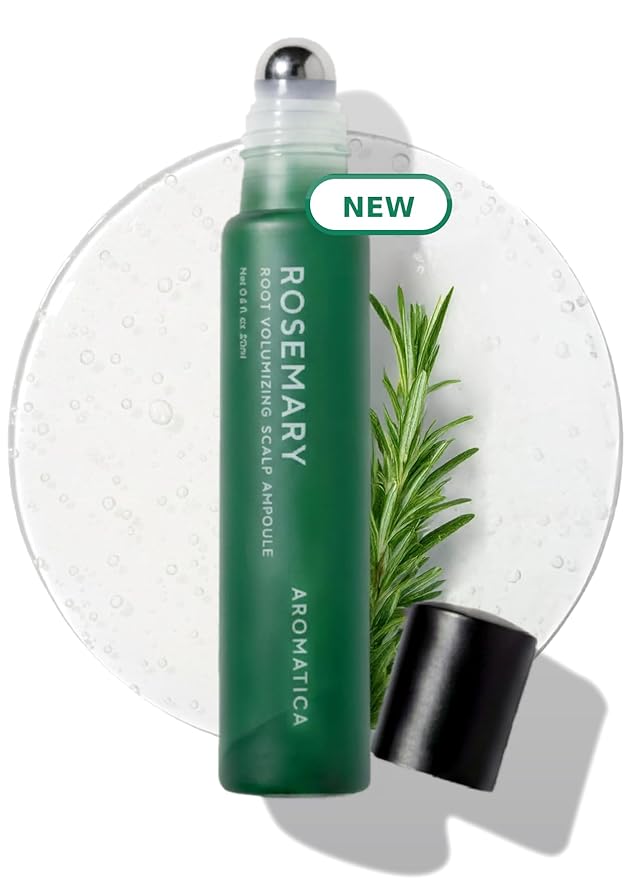 AROMATICA Rosemary Root Volumizing Scalp Serum, Hair Growth Serum Roll on, Caffeine 10,000ppm & Rosemary Essential oils 1,400 ppm, Cooling Scalp Korean hair care, Silicon/Paraben/Sulfate‑Free (0.67oz)