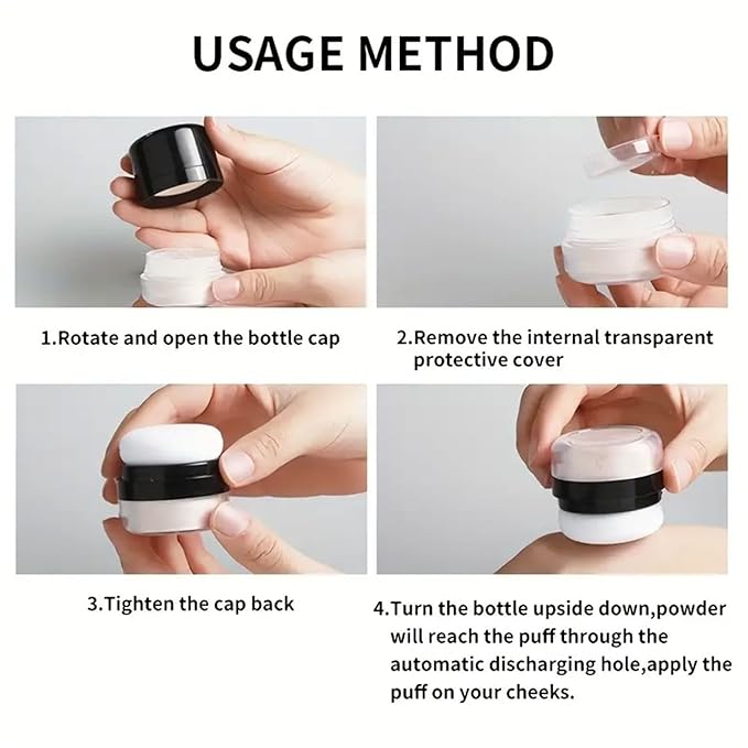 ROUSE Setting Powder Lightweight Loose Powder Finishing Powder Long-Lasting Face Powder Waterproof with Soft Mushroom Powder Puff & Mirror, Matte Finish,0.28 Oz (Light Apricot/Translucent)