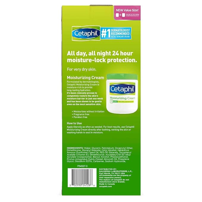 Cetaphil Moisturizing Cream for Dry, Sensitive Skin, Fragrance Free, Non-comedogenic, 20 Oz Each (Pack of 2) packaging may vary