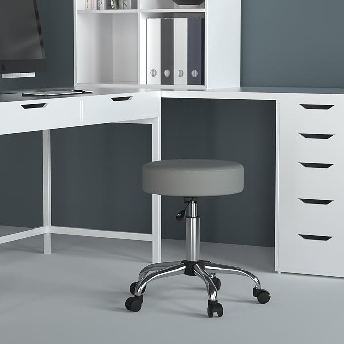 Boss Office Products Adjustable Upholstered Medical Stool in Grey (B240-GY)