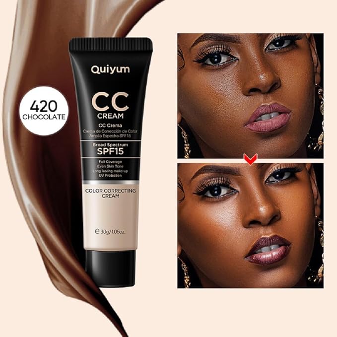 Generic CC cream 30ml concealer beautifying skin moisturizing moisturizing concealer before makeup lasting makeup (420 Chocolate color, 30g)